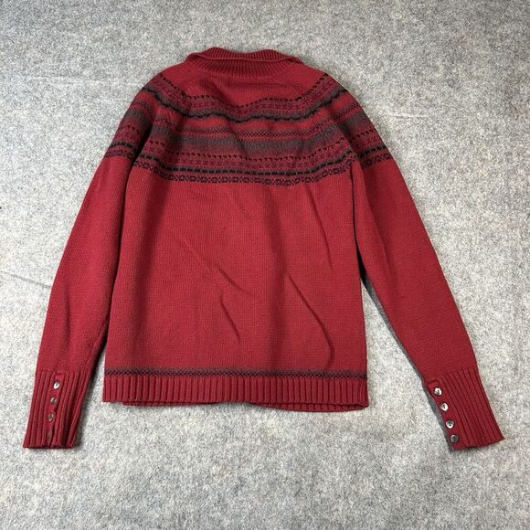 Eddie Bauer Sweater Womens Medium Fair Isle Red Button Up Cardigan Angora Rabbit - Picture 8 of 8